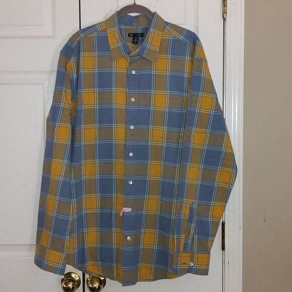 Gap Classic Fit Coupe Classique  blue yellow button down dress shirt  Sz XL - Picture 1 of 4